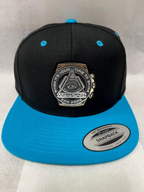 Ikandy Kar Kare Black Hat Teal Bill with Watch Logo